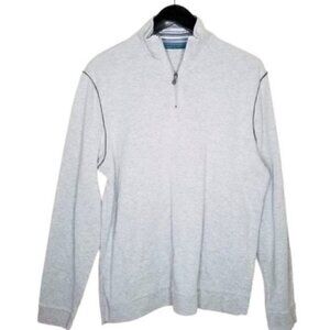 Perry Ellis Grey Quarter Zip Pullover Sweater